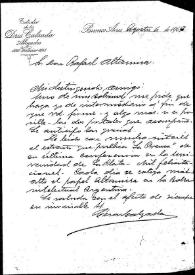 Carta de César Calzada a Rafael Altamira. Buenos Aires, 6 de agosto de 1909