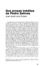Dos prosas inéditas de Pedro Salinas