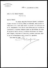 Carta de Telesforo García a Rafael Altamira. México, 11 de febrero de 1910