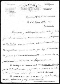 Carta de Carlos Martí a Rafael Altamira. Habana, Cuba, 19 de febrero de 1910