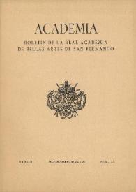 Academia : Boletín de la Real Academia de Bellas Artes de San Fernando. Segundo semestre 1965. Número 21. Preliminares e índice