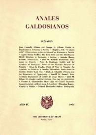 Anales galdosianos. Año IX, 1974