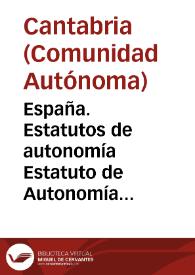 España. Estatutos de autonomía. Estatuto de Autonomía para Cantabria