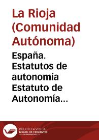 España. Estatutos de autonomía. Estatuto de Autonomía para La Rioja