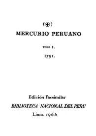 Mercurio Peruano. Tomo I, 1791