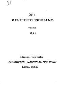 Mercurio Peruano. Tomo IX, 1793