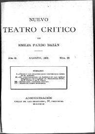 Nuevo Teatro Crítico. Año II, núm. 20, agosto de 1892