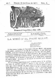 El Pare Mulet : semanari impolític y bóu solt. Añ I, núm. 4 (Disapte 20 de Chiner de 1877) [sic]