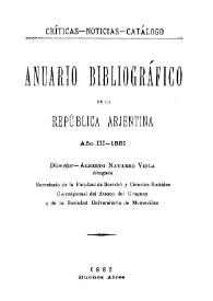 Anuario bibliográfico de la República Argentina. Año III, 1881