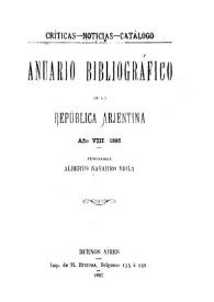 Anuario bibliográfico de la República Argentina. Año VIII, 1886