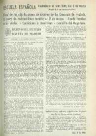 Escuela española. Año XXI, Suplemento al núm. 1062 de marzo de 1961