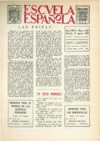 Escuela española. Año XXVII, núm. 1562, 11 de agosto de 1967
