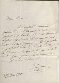 Carta de Charles Didier. 30 de marzo de 1835