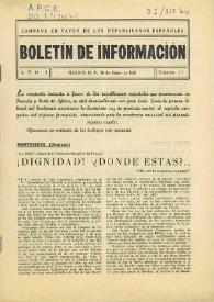 Boletín de Información. Campaña en favor de los republicanos españoles. Núm. 1, 10 de marzo de 1941