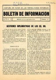 Boletín de Información. Campaña en favor de los republicanos españoles. Núm. 3, 31 de julio de 1941
