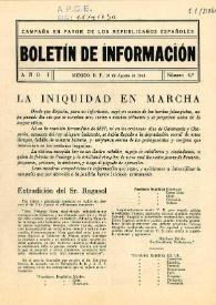 Boletín de Información. Campaña en favor de los republicanos españoles. Núm. 4, 10 de agosto de 1941