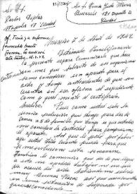 Carta de Tomás Yuste Navas a Carlos Esplá. México, 7 de abril de 1942