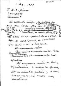 Borrador de la carta de Carlos Esplá dirigida al Sr. D. J. Gimet, de Inuvenca. Caracas, 1 de diciembre de 1959