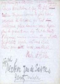 Carta a Marie-Hélène, Baronesa de Rothschild
