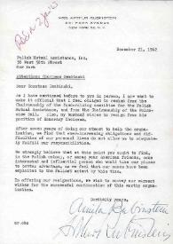 Carta dirigida a Countess Dembinski (Polish Mutual Assistance, Inc.). Nueva York, 21-12-1962