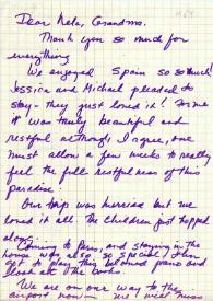Carta dirigida a Aniela Rubinstein. París (Francia), 31-08-1984