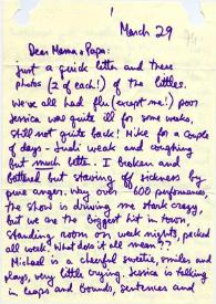 Carta dirigida a Aniela y Arthur Rubinstein. Nueva York (Estados Unidos), 29-03-1974