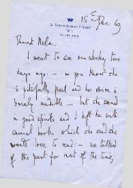 Carta dirigida a Aniela Rubinstein. Londres (Inglaterra), 15-12-1969