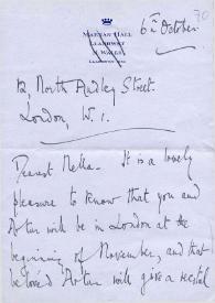 Carta dirigida a Aniela Rubinstein. Londres (Inglaterra), 06-10-1970