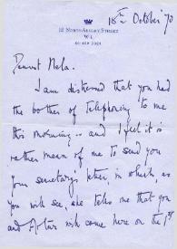 Carta dirigida a Aniela Rubinstein. Londres (Inglaterra), 18-10-1970