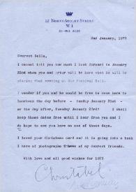 Carta dirigida a Aniela Rubinstein. Londres (Inglaterra), 02-01-1973