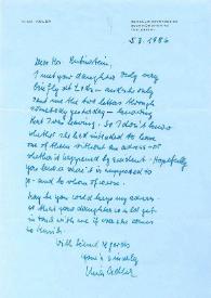 Carta dirigida a Aniela Rubinstein. Munich (Alemania), 05-03-1986