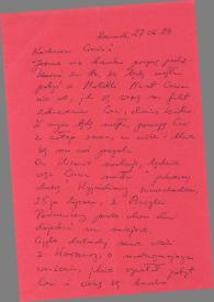 Carta dirigida a  Aniela Rubinstein. Reinach (Suiza), 27-06-1984