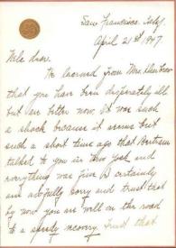 Carta dirigida a Aniela Rubinstein. San Francisco (California), 21-04-1947
