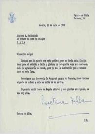 Carta dirigida a Arthur Rubinstein. Madrid (España), 18-05-1959