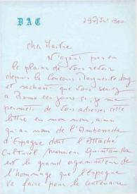 Carta dirigida a Arthur Rubinstein. París (Francia), 29-04-1960