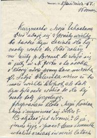 Carta dirigida a Aniela Rubinstein. Varsovia (Polonia), 08-10-1953