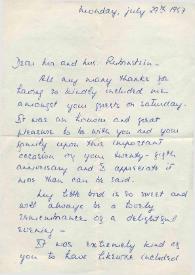 Carta dirigida a Aniela y Arthur Rubinstein, 29-07-1957
