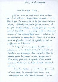 Carta dirigida a Arthur Rubinstein. París (Francia), 18-09-1969