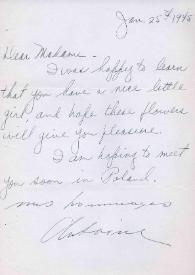 Carta dirigida a Aniela Rubinstein, 25-01-1945