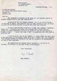 Carta dirigida a Arthur Rubinstein. Vancouver (Washington), 09-02-1944