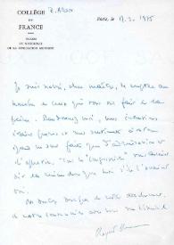 Carta dirigida a Arthur Rubinstein. París (Francia), 17-03-1975