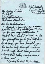 Carta dirigida a Arthur Rubinstein. Baltimore (Maryland), 05-09-1969