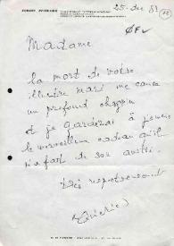 Carta dirigida a Aniela Rubinstein. París (Francia), 25-12-1982