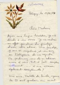 Carta dirigida a  Aniela Rubinstein. Puligny (Francia), 13-02-1989