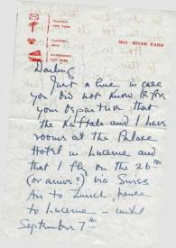 Carta dirigida a Aniela Rubinstein. Clayton (Nueva York), 17-07-1961