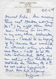 Carta dirigida a Aniela Rubinstein, 02-10-1970