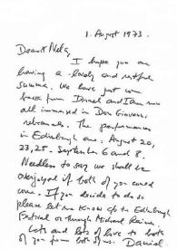 Carta dirigida a Aniela Rubinstein, 01-08-1973