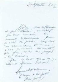 Carta dirigida a Arthur Rubinstein. París (Francia), 28-09-1969