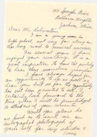 Carta dirigida a Arthur Rubinstein. Jackson (Missouri), 18-12-1941