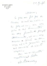 Carta dirigida a Aniela Rubinstein. Chantilly (Francia), 22-09-1972